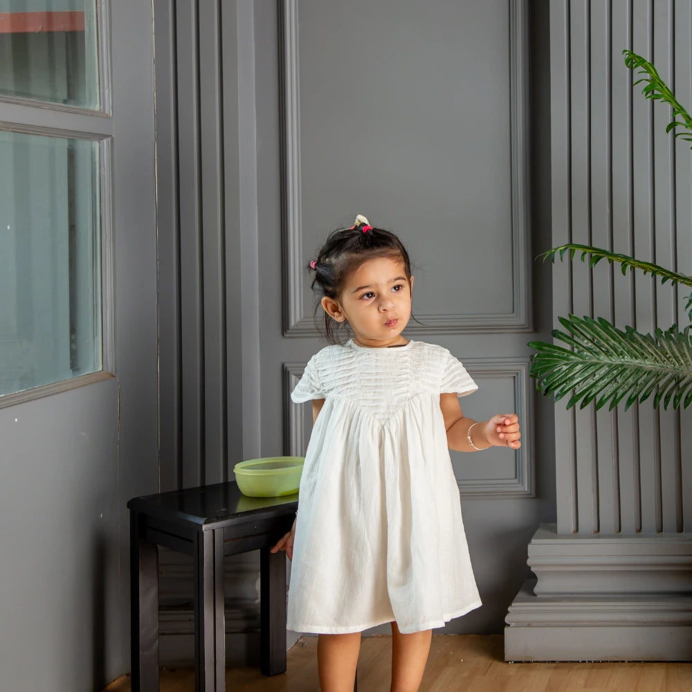 organic cotton baby dresses Hand-knitted Organic Cotton Baby Dress Set With Hat